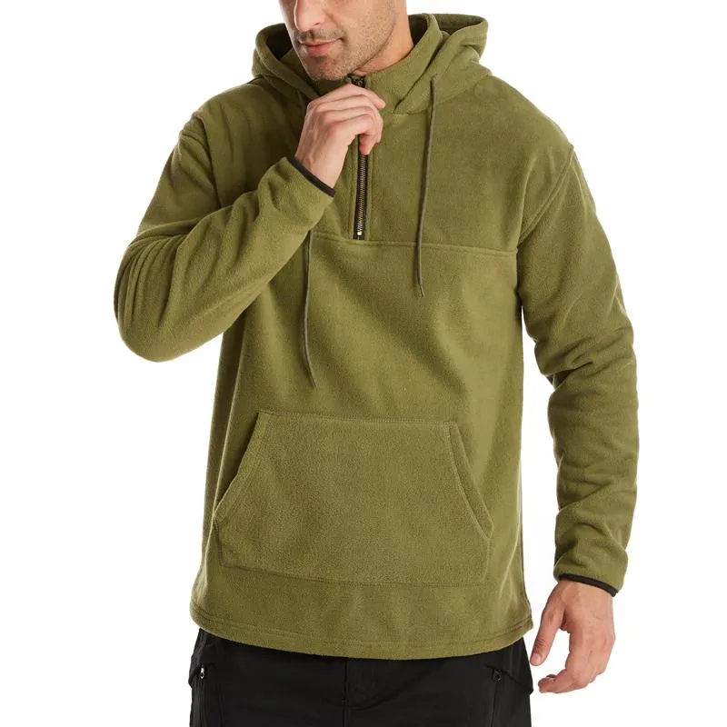 Men's Casual Solid Color Polar Fleece Long Sleeve Hoodie 31102799Y sold by Manly