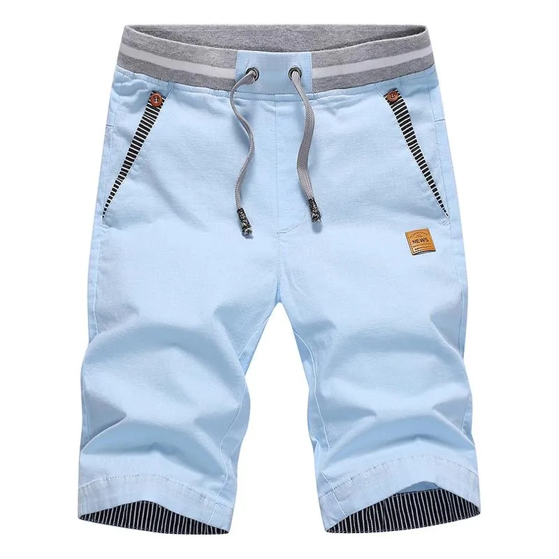 Men's Solid Elastic Waist Cotton Beach Shorts 32473892Z sold by Manly