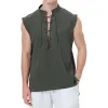 Men's Cotton And Linen Stand Collar Sleeveless Tank Top 17170536Y sold by Manly