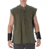 Men's Cotton And Linen Stand Collar Sleeveless Tank Top 17170536Y sold by Manly