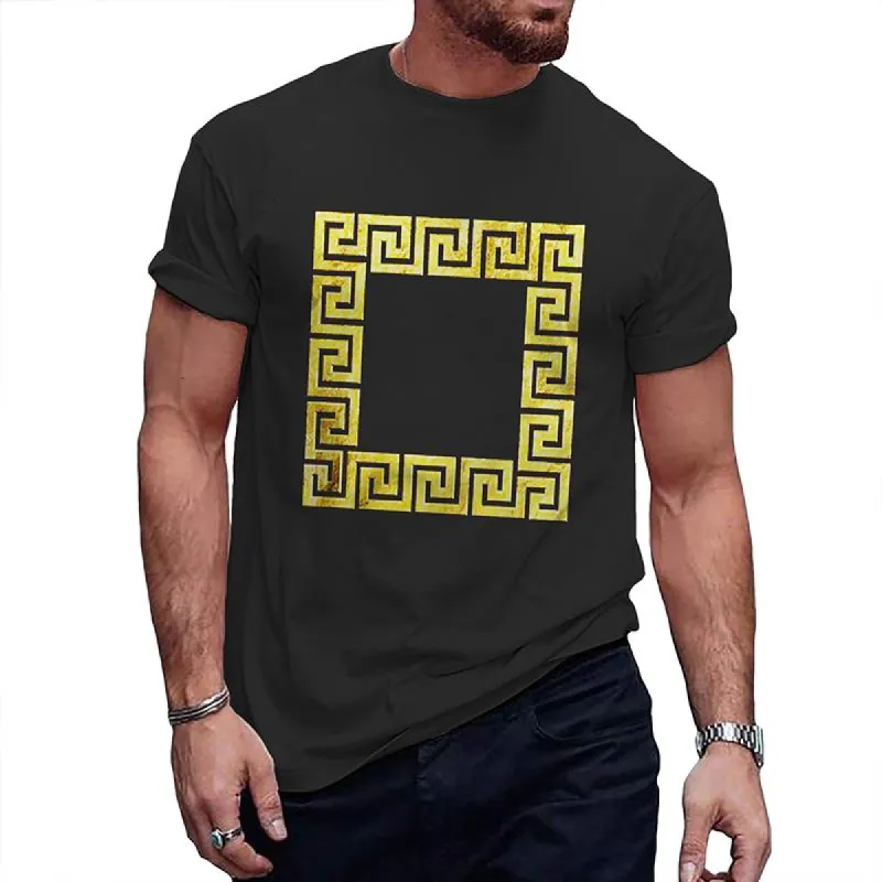 Men's Retro Pattern Round Neck Short Sleeve T-Shirt 48918522TO sold by Manly