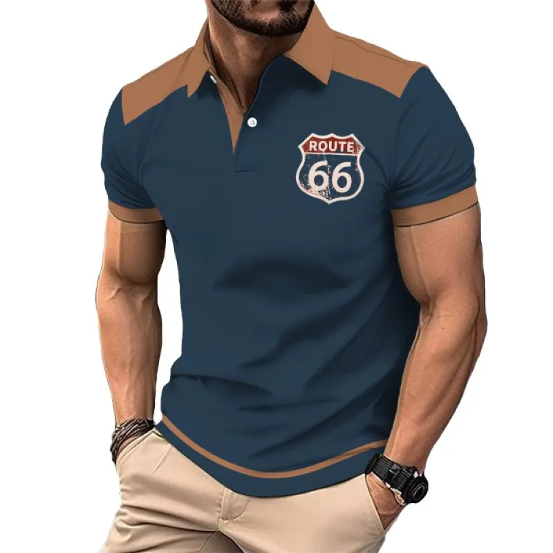 Men's Vintage Liberty Route 66 Polo Shirt 47405266TO sold by Manly