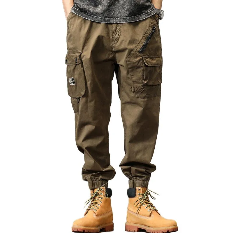 Men's Solid Loose Multi-Pocket Casual Cargo Pants 29562664Z sold by Manly