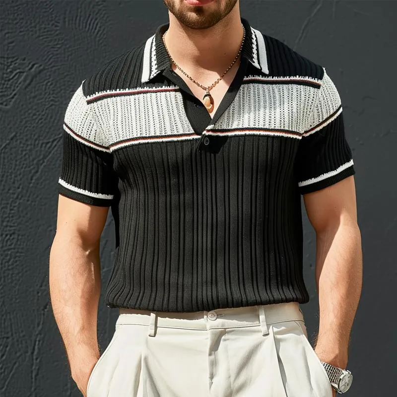 Men's Contrast Color Short-sleeved Casual Knitted POLO Shirt 22005122X sold by Manly product image thumbnail 4