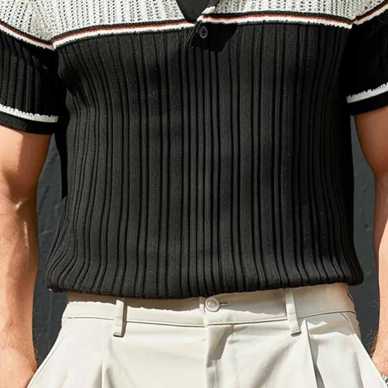 Men's Contrast Color Short-sleeved Casual Knitted POLO Shirt 22005122X sold by Manly product image thumbnail 3