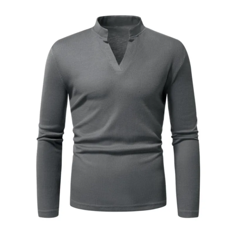 Men's Casual V-neck Waffle Slim Fit Long Sleeve T-shirt 60137482M sold by Manly