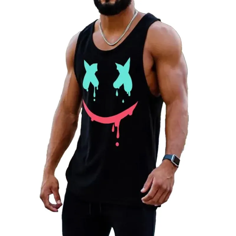 Men's Casual Sports Funny Face Print Tank Top 67648985Y sold by Manly