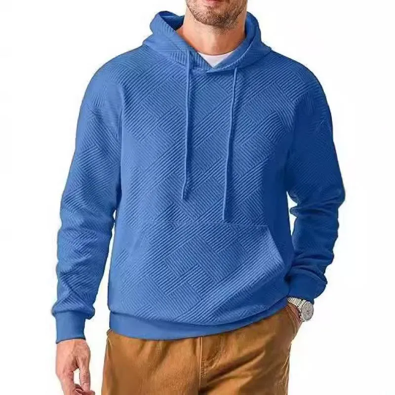 Men's Solid Color Textured Long Sleeve Casual Hoodie 97700541Z sold by Manly product image thumbnail 2