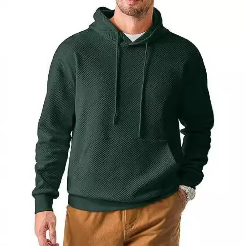 Men's Solid Color Textured Long Sleeve Casual Hoodie 97700541Z sold by Manly product image thumbnail 3