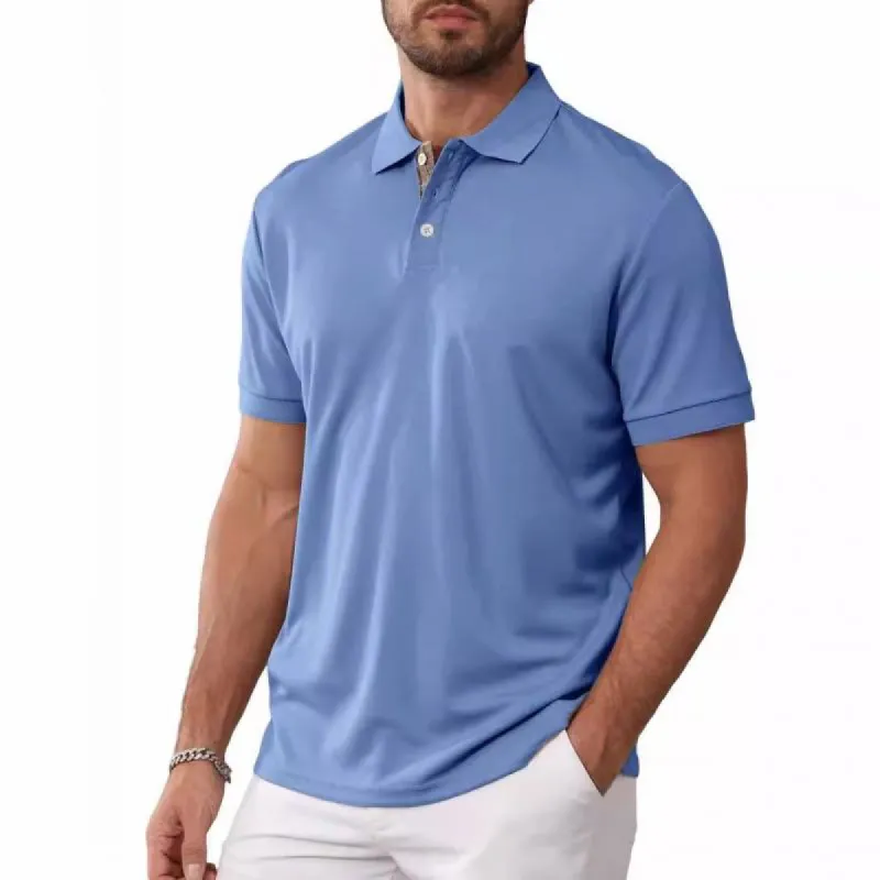 Men's Solid Color Short-Sleeved Polo Shirt 07050115Y made by Manly