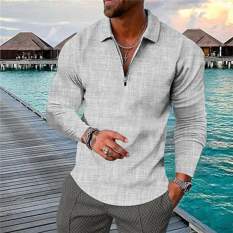 Men's Retro Casual Print Long Sleeve Polo Shirt 64751146TO sold by Manly product image thumbnail 3
