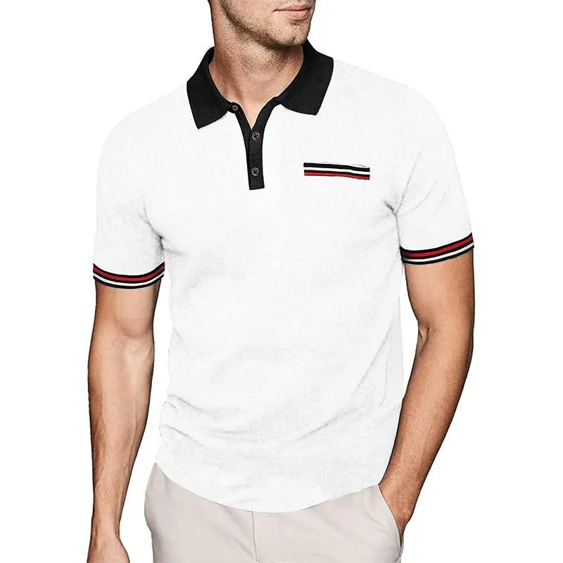 Men's Colorblock Lapel Short Sleeve Polo Shirt 72229100Z sold by Manly