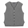 Men's Autumn and Winter Retro V-neck Sleeveless Single-breasted Button-down Slim-fit Knitted Vest 99440998X sold by Manly