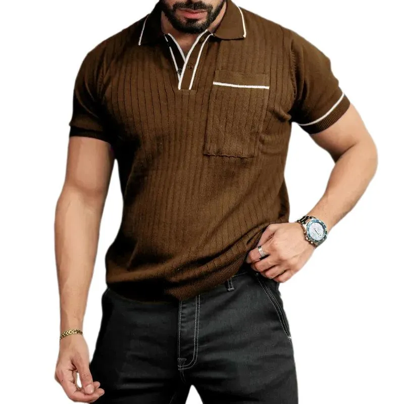 Men's Casual Lapel Slim Fit Knitted Short Sleeve Polo Shirt 63890772M sold by Manly product image thumbnail 3