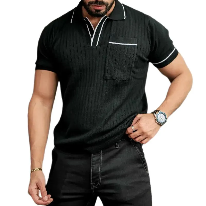 Men's Casual Lapel Slim Fit Knitted Short Sleeve Polo Shirt 63890772M sold by Manly product image thumbnail 5