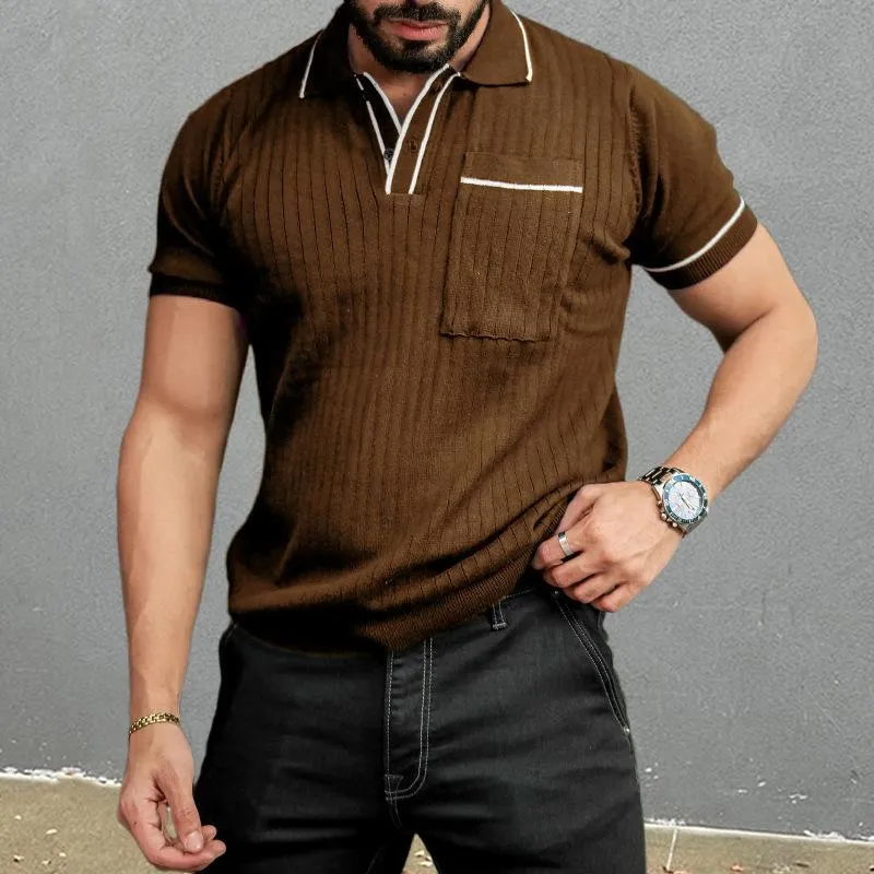 Men's Casual Lapel Slim Fit Knitted Short Sleeve Polo Shirt 63890772M sold by Manly product image thumbnail 4