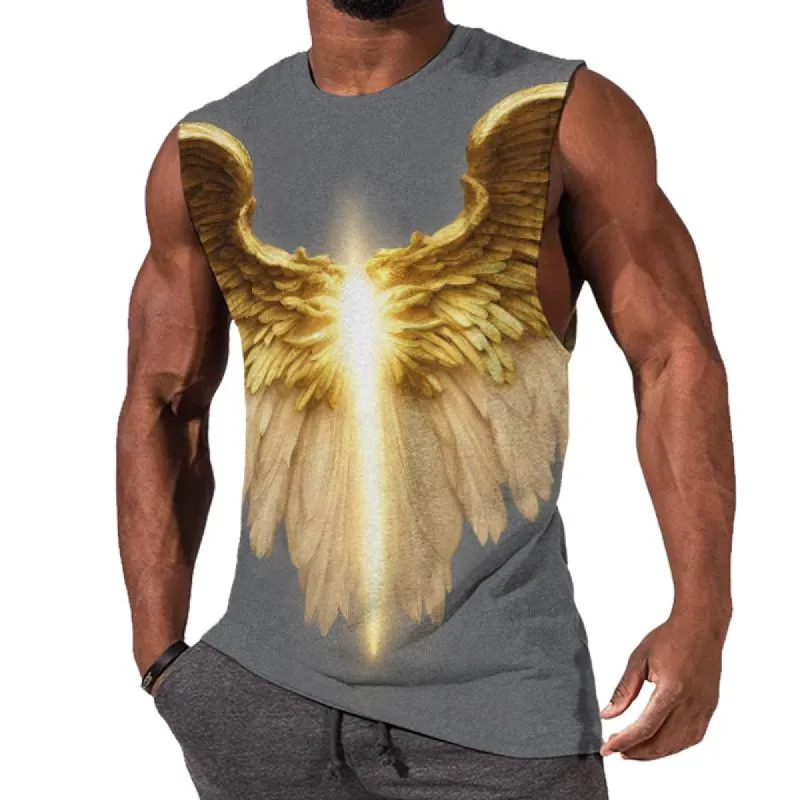 Men's Casual Faith Angel Holy Light Round Neck Tank Top 02060996TO sold by Manly