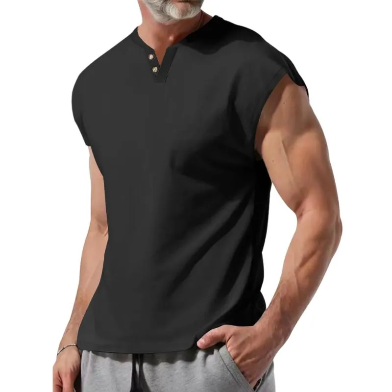 Men's Casual Cotton Blended V-Neck Loose Tank Top 11299581M sold by Manly product image thumbnail 3