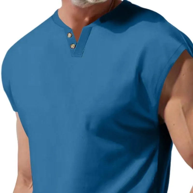 Men's Casual Cotton Blended V-Neck Loose Tank Top 11299581M sold by Manly product image thumbnail 2