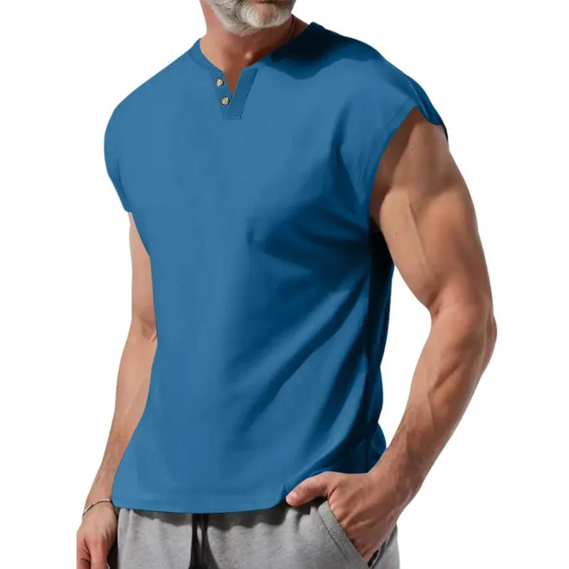 Men's Casual Cotton Blended V-Neck Loose Tank Top 11299581M sold by Manly