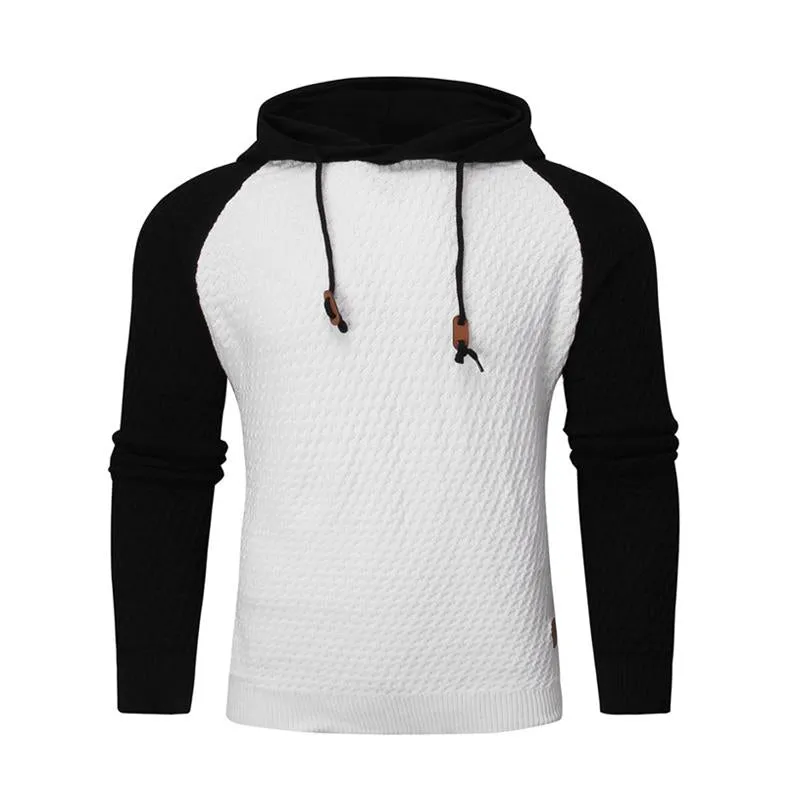 Men's Casual Color Block Raglan Long Sleeve Hooded Sweater 43946617Y sold by Manly