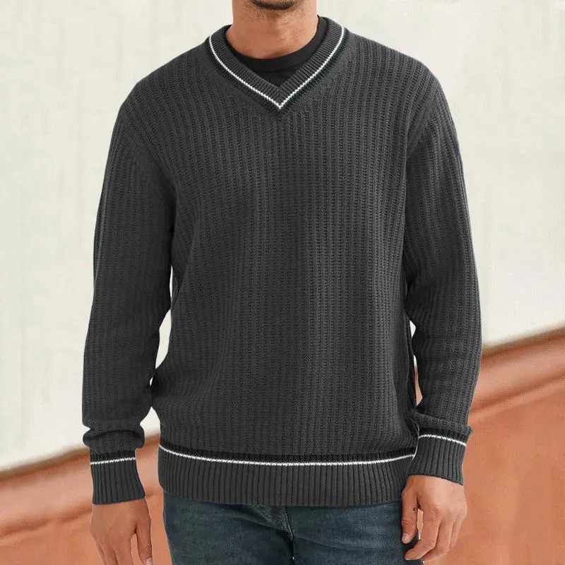 Men's Casual V-Neck Color Block Knitted Pullover Sweater 47251555M sold by Manly product image thumbnail 5