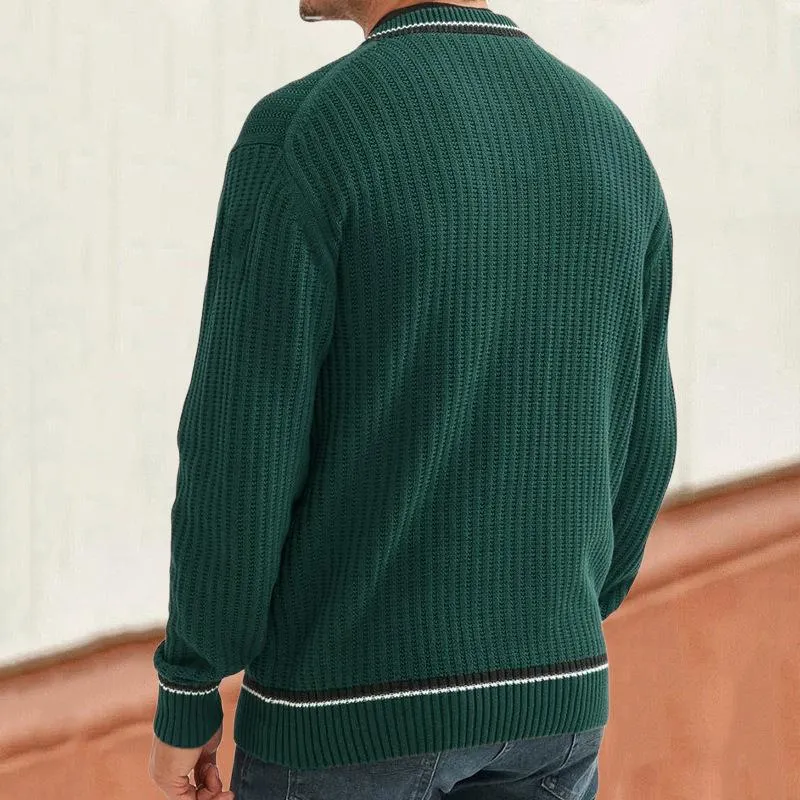 Men's Casual V-Neck Color Block Knitted Pullover Sweater 47251555M sold by Manly product image thumbnail 4