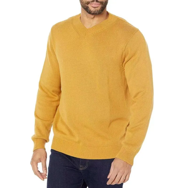 Men's Loose V-neck Pullover Solid Color Sweater 70439223X sold by Manly