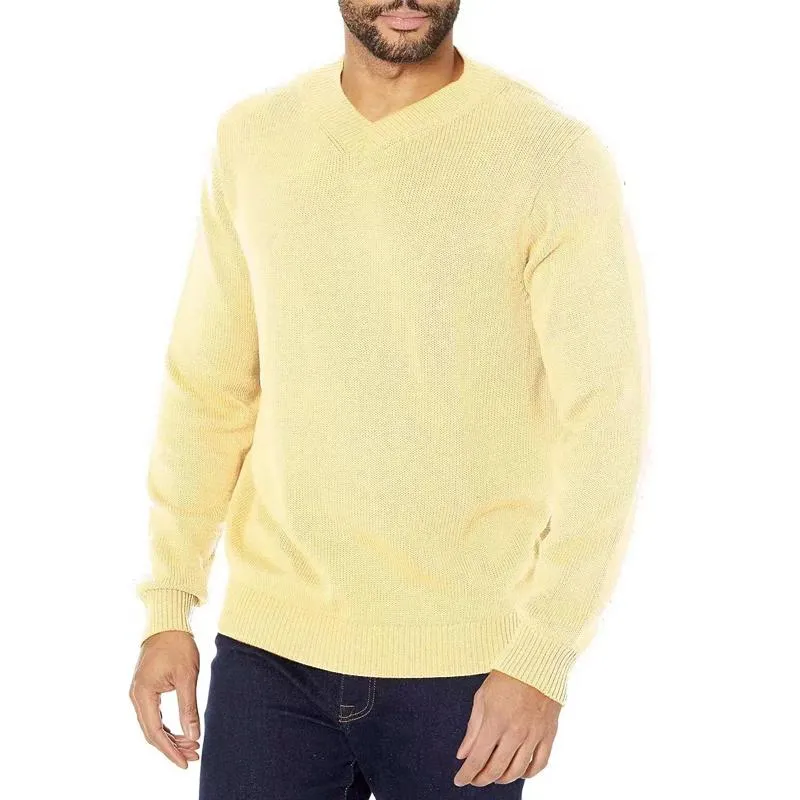 Men's Loose V-neck Pullover Solid Color Sweater 70439223X sold by Manly product image thumbnail 3