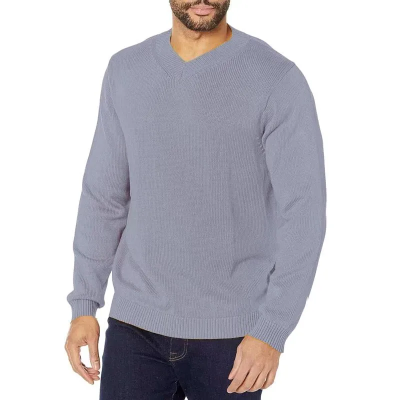 Men's Loose V-neck Pullover Solid Color Sweater 70439223X sold by Manly product image thumbnail 5