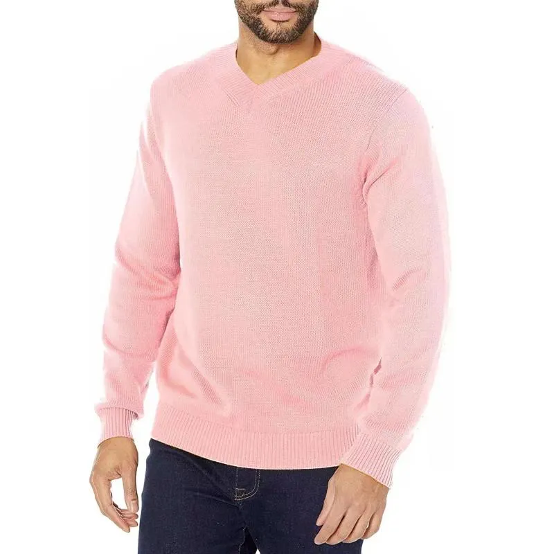 Men's Loose V-neck Pullover Solid Color Sweater 70439223X sold by Manly product image thumbnail 2
