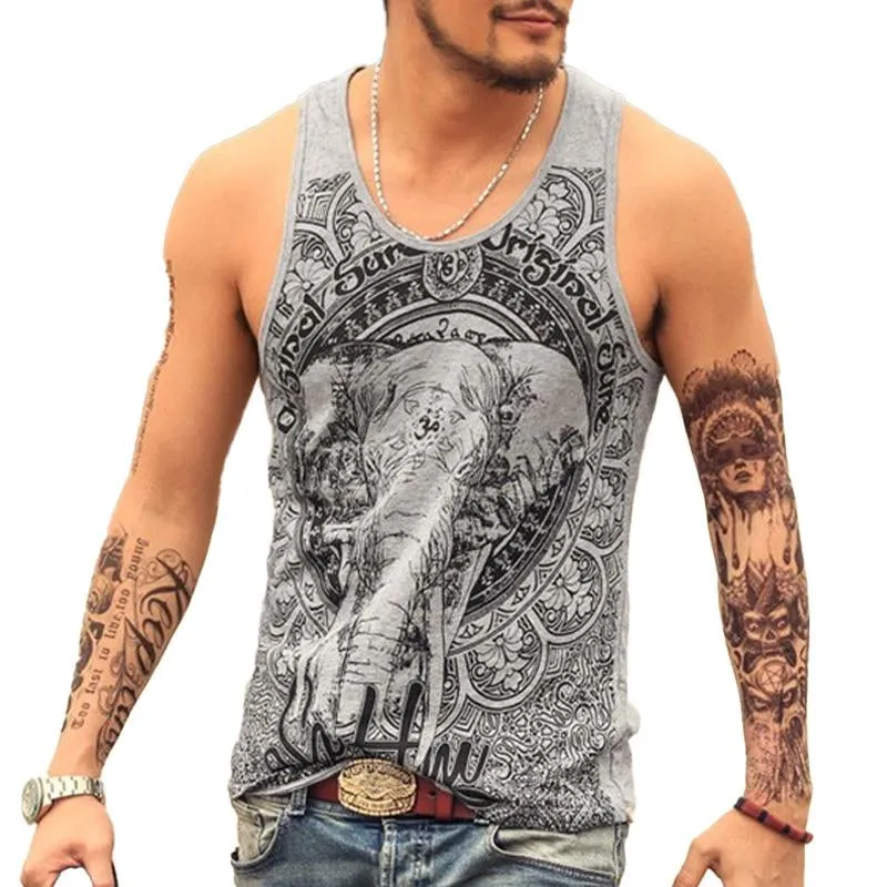 Men's Sports Letter Print Casual Round Neck Sleeveless Tank Top 21789845X sold by Manly