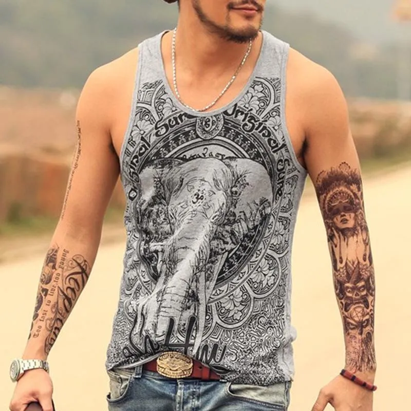Men's Sports Letter Print Casual Round Neck Sleeveless Tank Top 21789845X sold by Manly product image thumbnail 2