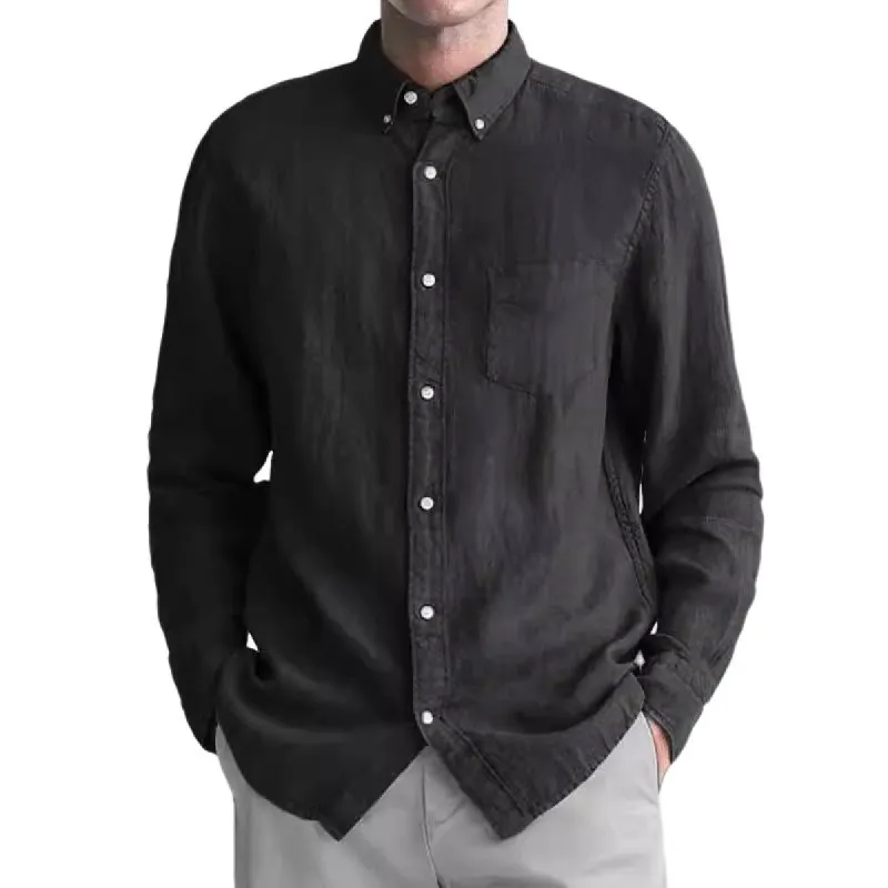 Men's Hawaiian Solid Lapel Long Sleeve Shirt 63586831X sold by Manly