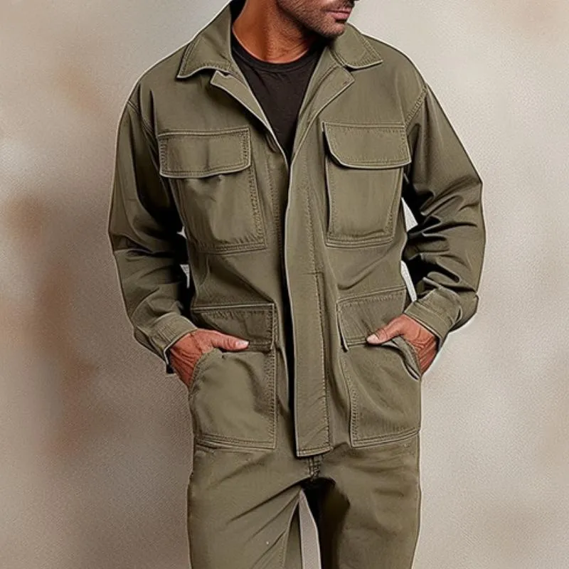 Men's Retro Casual Multi-Pocket Work Jumpsuit 13617695TO