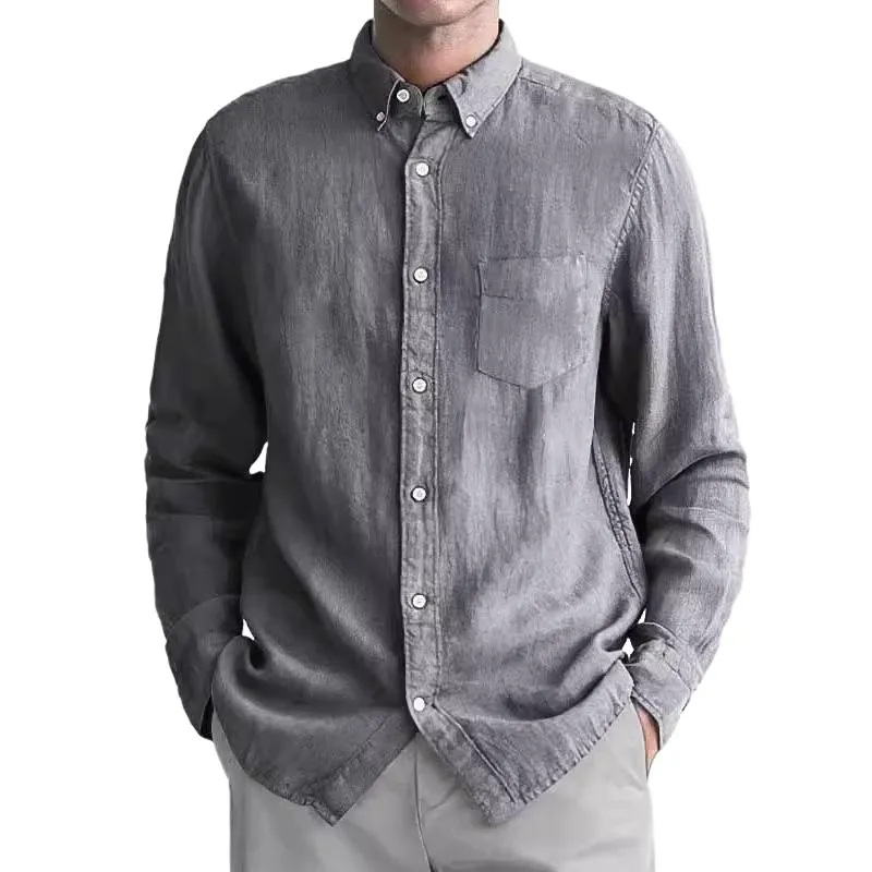 Men's Hawaiian Solid Lapel Long Sleeve Shirt 63586831X sold by Manly product image thumbnail 3