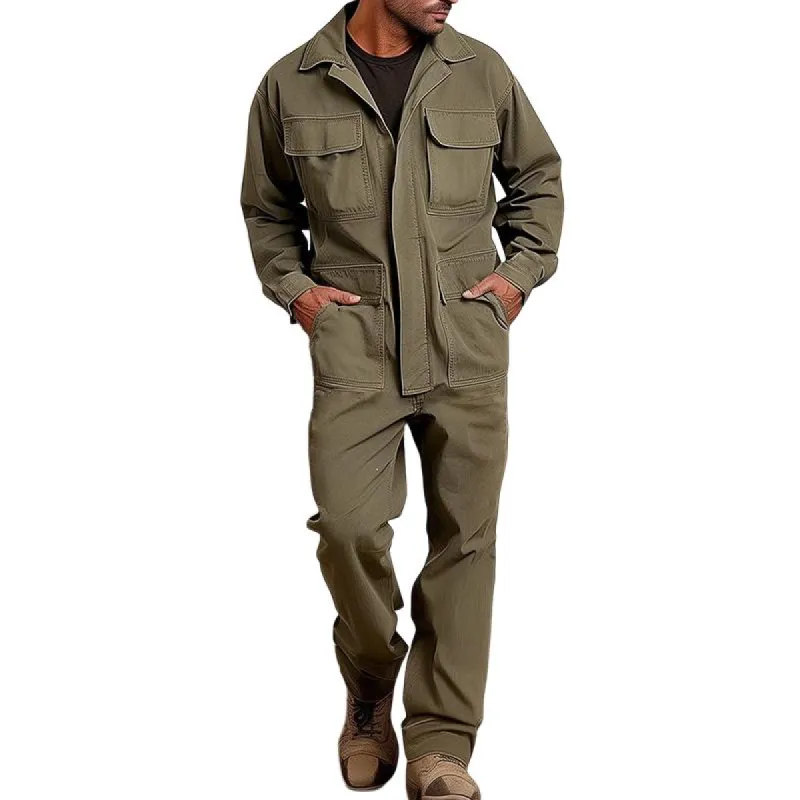 Men's Retro Casual Multi-Pocket Work Jumpsuit 13617695TO sold by Manly