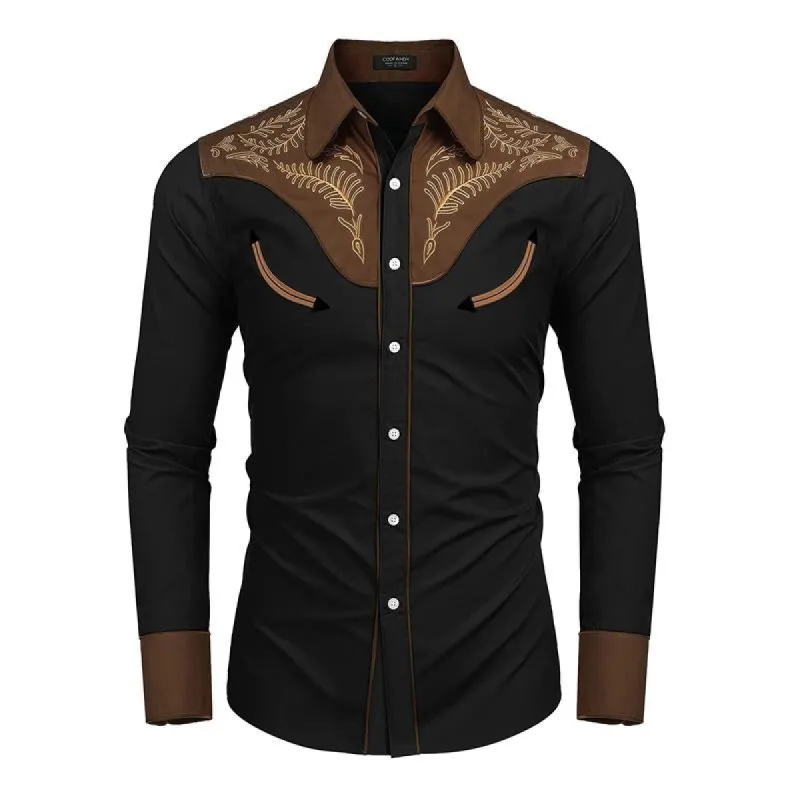 Men's Printed Shirt Long Sleeve Lapel Casual Shirt 73532525X sold by Manly