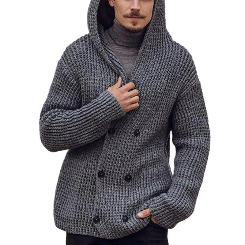 Men's Double Breasted Hooded Knit Cardigan 04185240M sold by Manly