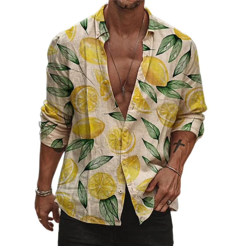 Men's Retro Casual Printed Long Sleeve Shirt 08994982TO sold by Manly