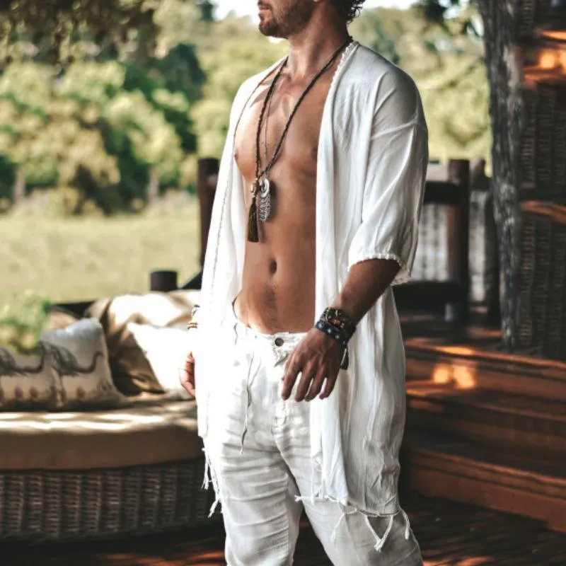 Men's Retro Ethnic Tassel Loose Holiday Cardigan 99311486M sold by Manly product image thumbnail 2