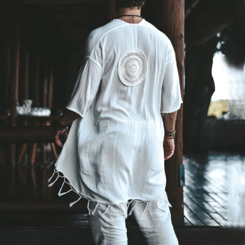 Men's Retro Ethnic Tassel Loose Holiday Cardigan 99311486M sold by Manly product image thumbnail 4