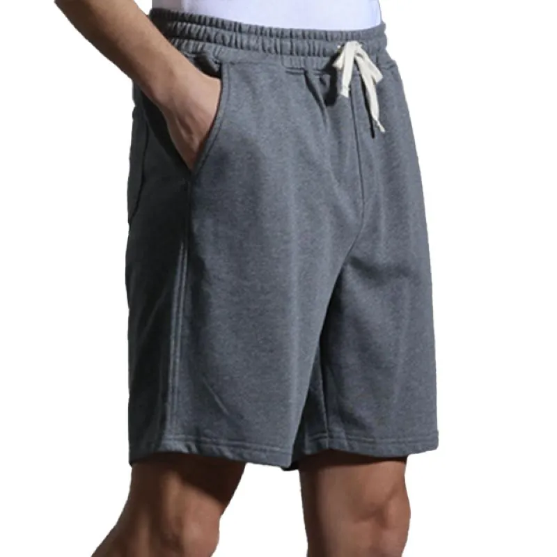 Men's Solid Cotton Elastic Waist Straight Sports Shorts 66099410Z sold by Manly