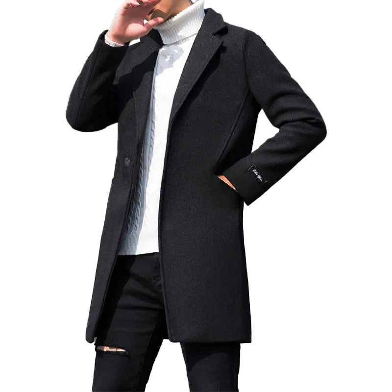 Men's Solid Color Lapel Trench Coat 97218593X sold by Manly
