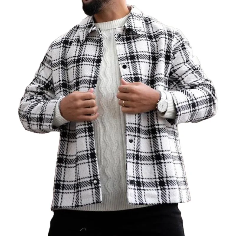 Men's Plaid Lapel Long Sleeve Casual Shirt 82396535Z sold by Manly