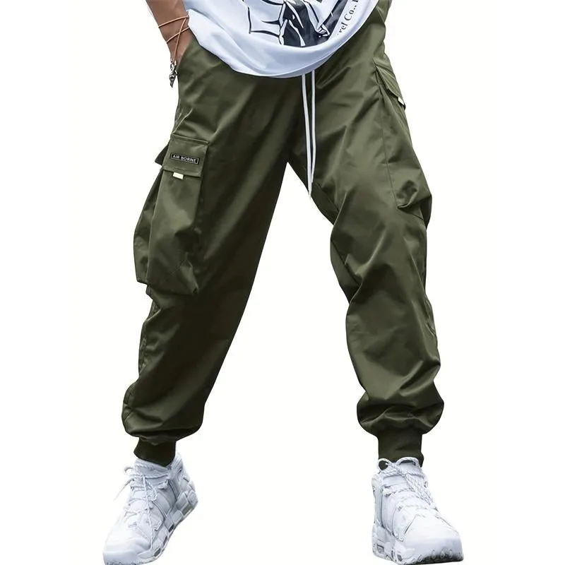 Men's Casual Solid Color Multi-Pocket Cargo Pants 55613502Y sold by Manly