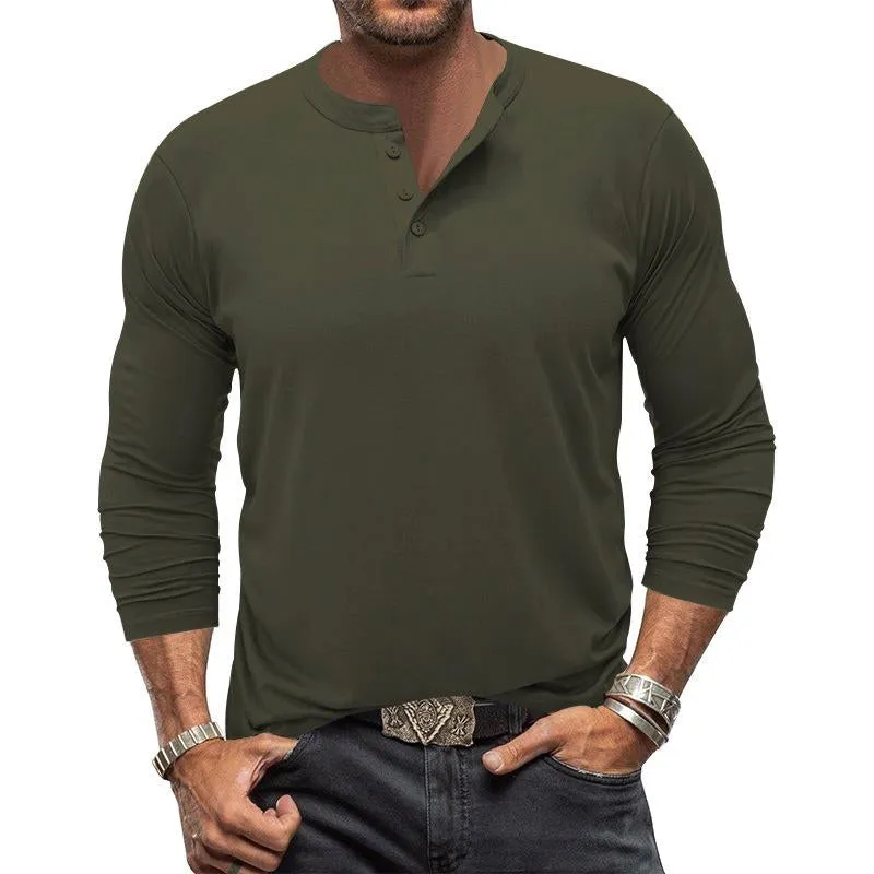 Men's Casual Solid Color Long Sleeve Henley Collar T-Shirt 55508678Y sold by Manly product image thumbnail 3