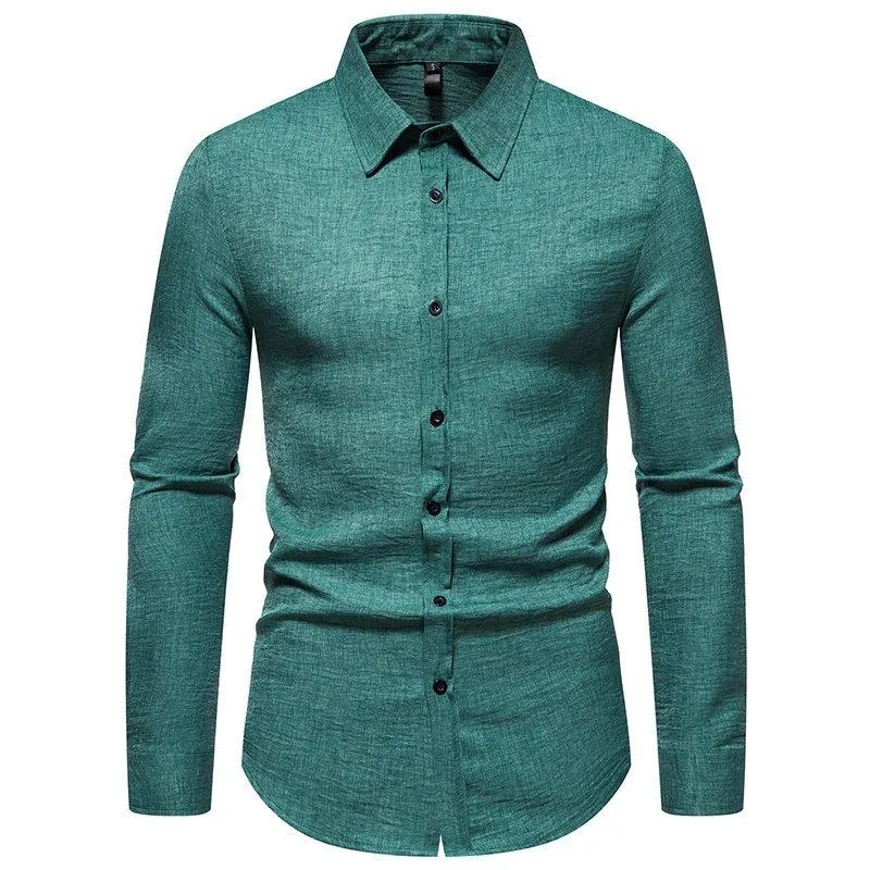 Men's Retro Solid Color Casual Long Sleeve Shirt 86241706Y sold by Manly product image thumbnail 5