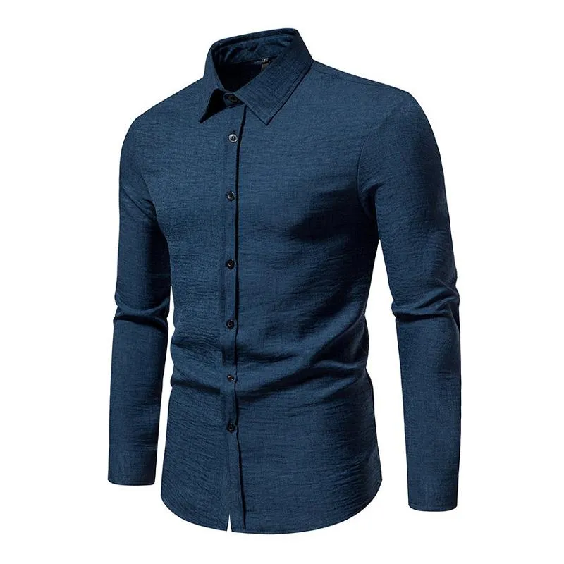 Men's Retro Solid Color Casual Long Sleeve Shirt 86241706Y sold by Manly