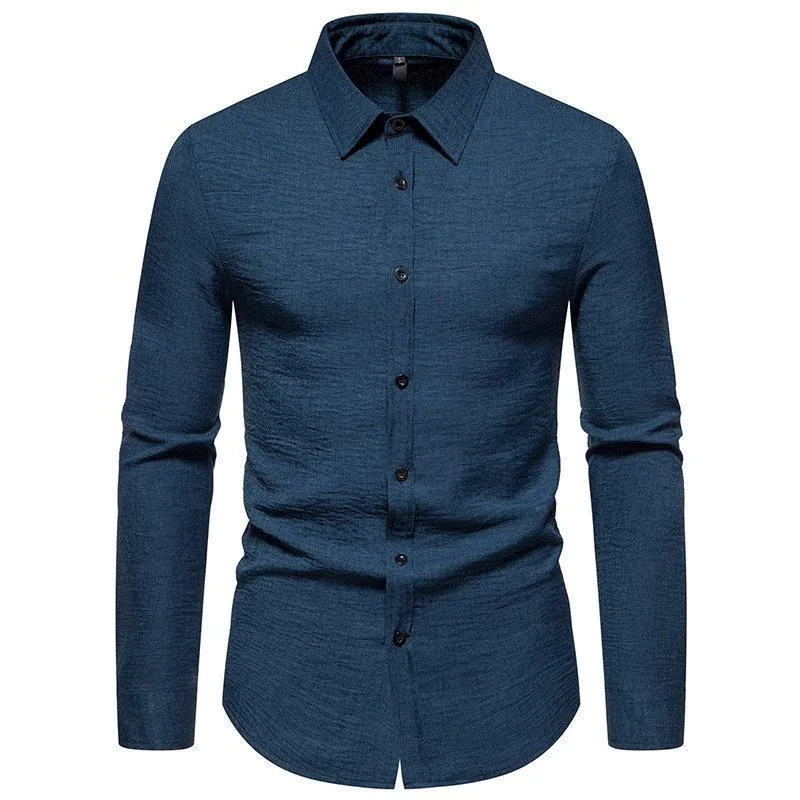 Men's Retro Solid Color Casual Long Sleeve Shirt 86241706Y sold by Manly product image thumbnail 3